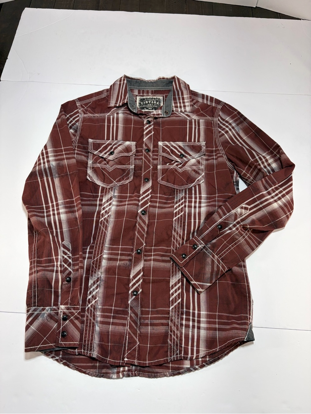 BKE Vintage Plaid Snap Button Western Grunge Shirt XS